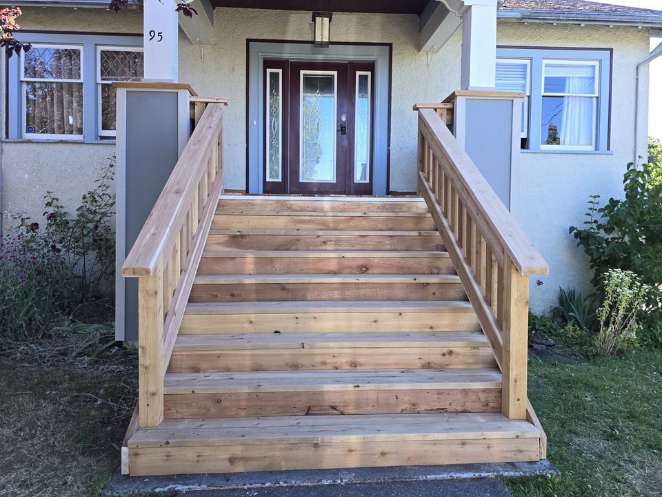 Cedar stairs and railing, Nanaimo · July 2024